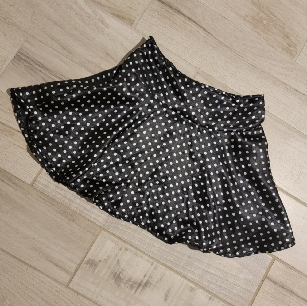 Polkadot silk flared skirt